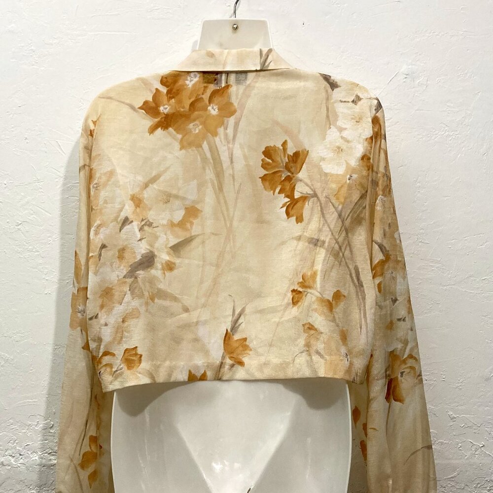 Vintage Y2K BETSY's THINGs Button Down Crop Shirt Top Sheer Floral 14 - Picture 2 of 11